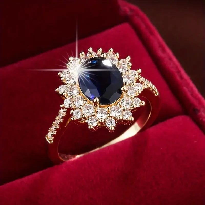 Blue diamond ring with sterling silver band and princess cut stone for elegant formal occasions