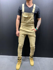 Youth Overalls Straight Trousers with Denim Suspenders