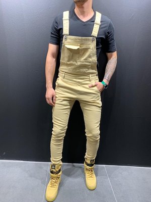 Youth Overalls Straight Trousers with Denim Suspenders