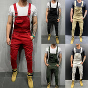 Youth Overalls Straight Trousers with Denim Suspenders