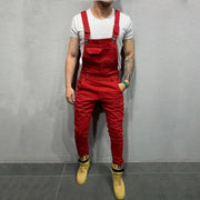 Youth Overalls Straight Trousers with Denim Suspenders