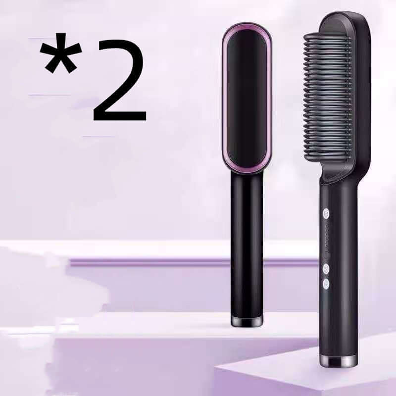 Ever Trend Haus 2pcs A Black / US / With box Hair Straightener, Curling Tong Electric Hair Brush Products