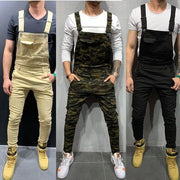 Youth Overalls Straight Trousers with Denim Suspenders