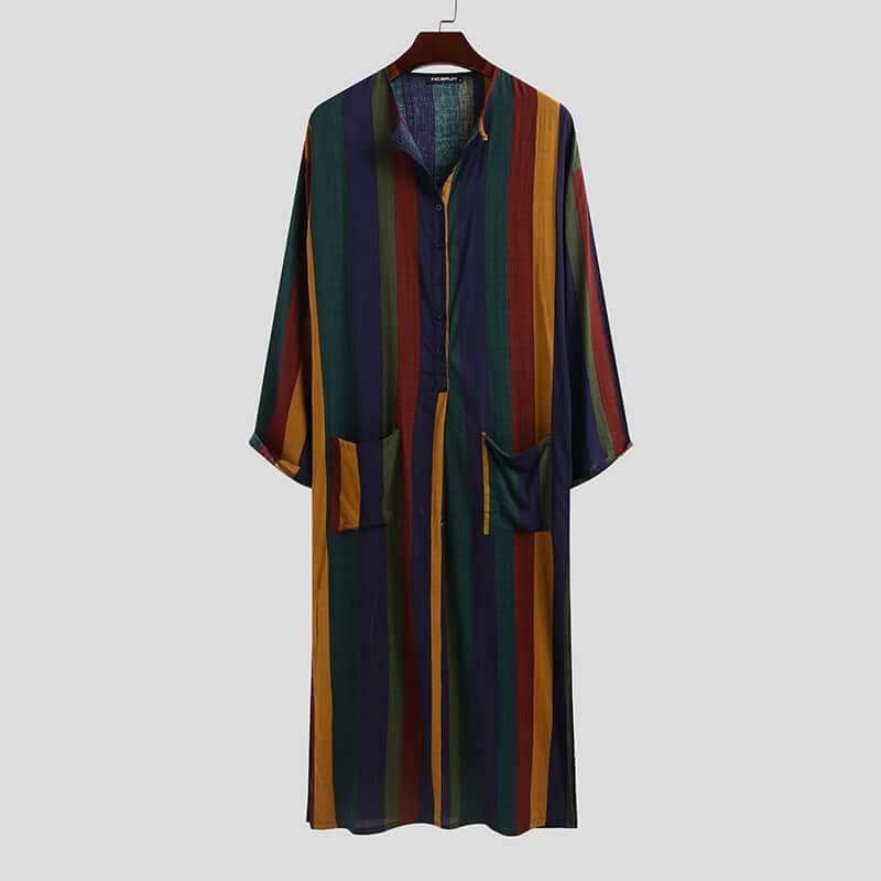 null 0 Arab Striped Printed Muslim Men's Robe Products