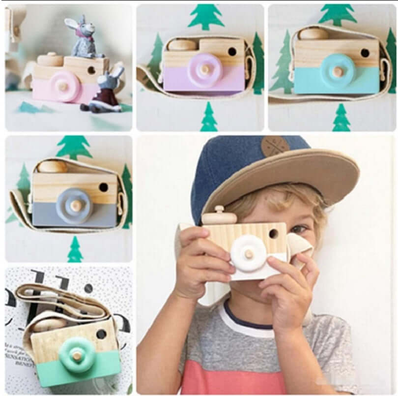 Compact colorful camera for kids toy measuring 9.5x6x4cm