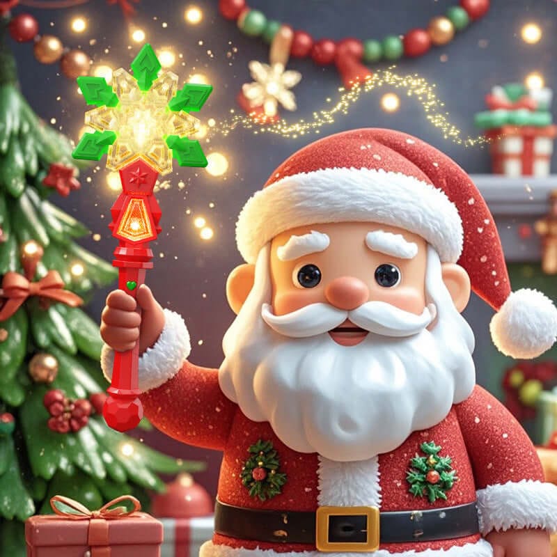 Red and green luminous Christmas Music Snowflake Stick toy wand